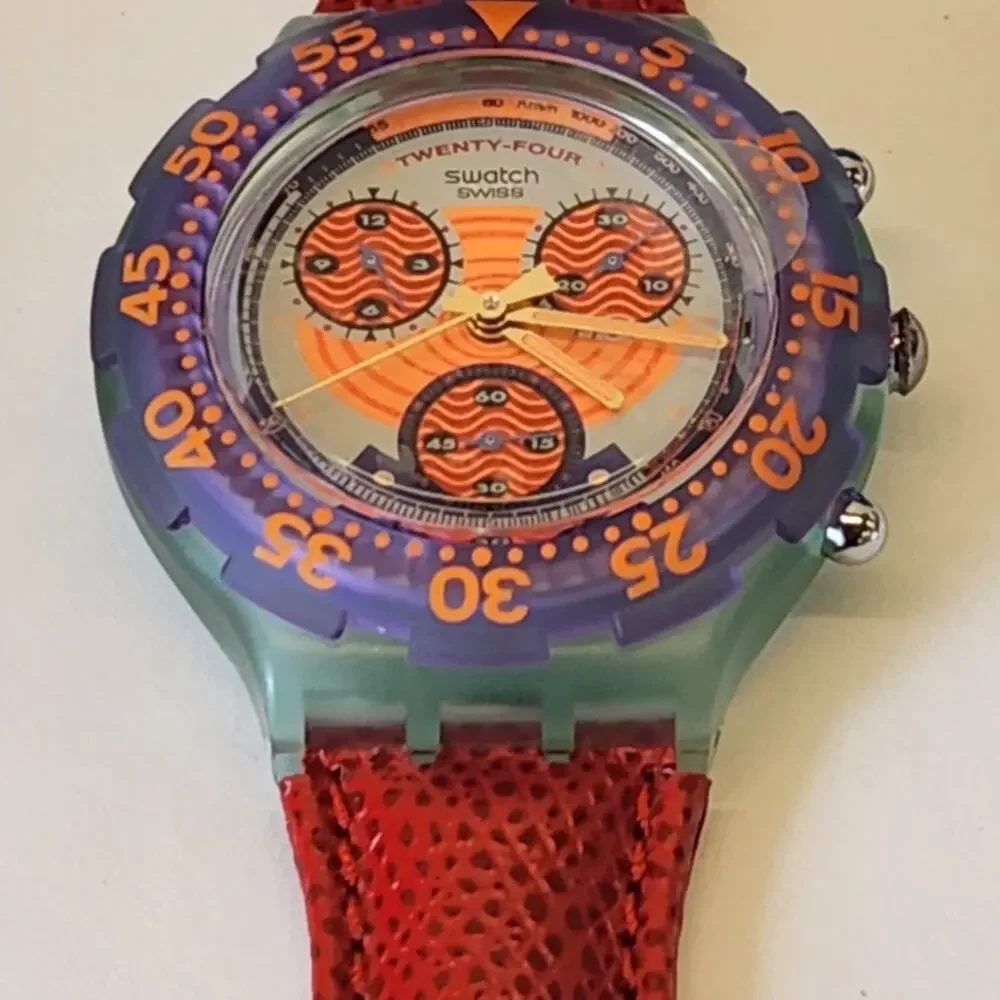 Swatch watch RED HARBOUR SBG100 1993 Aquachrono New old stock - Picture 6 of 9